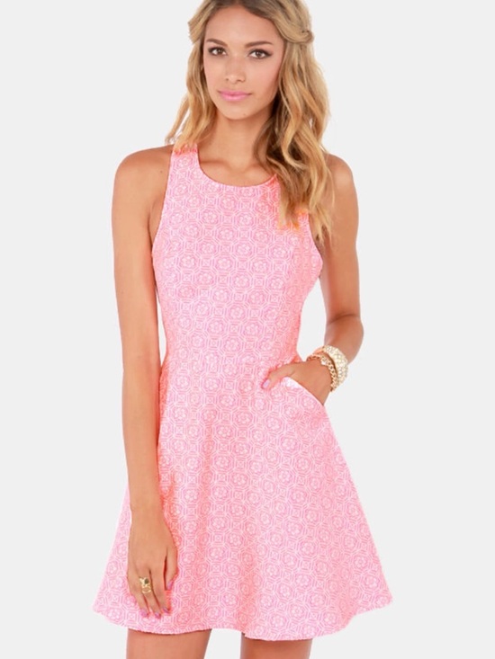 Under Skies Pink Sleeveless Fit & Flare Mini Dress Sz S - Picture 3 of 12